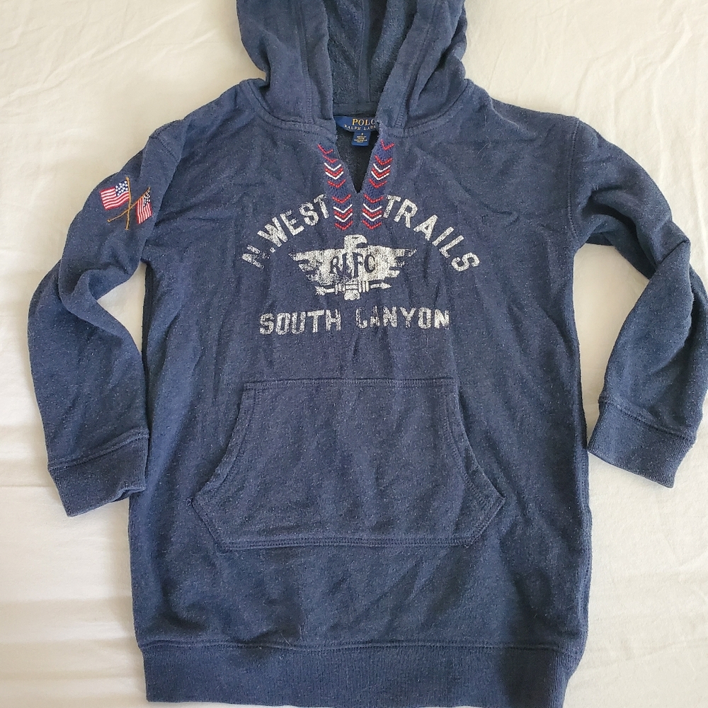 Polo Ralph Lauren navy blue hoodie sweatshirt with embroidery kids sz5
